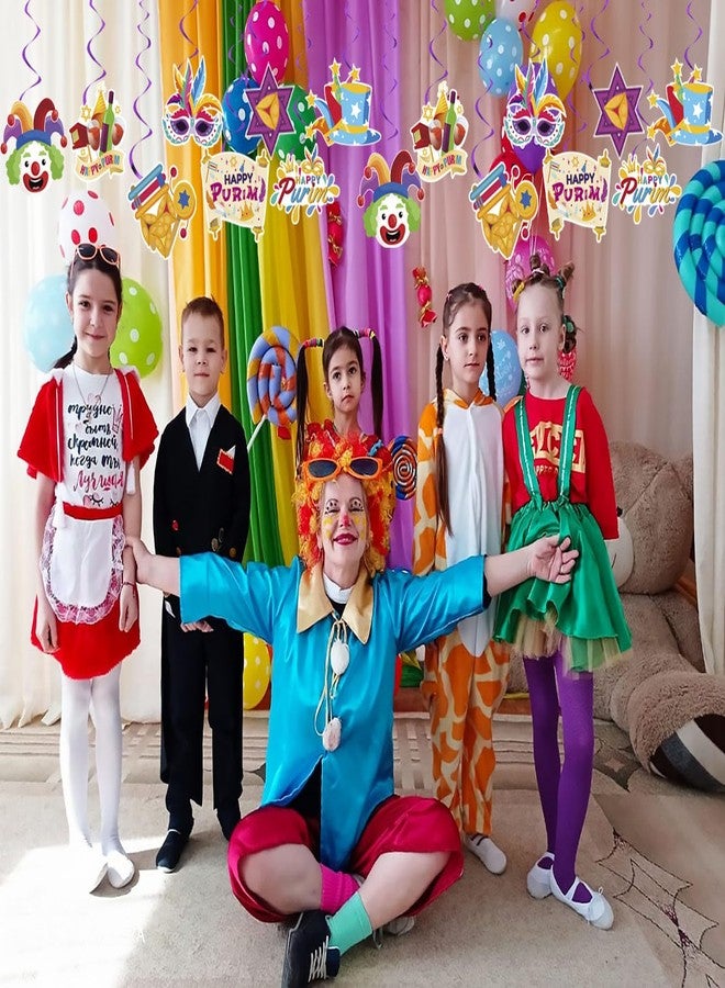 CINRAY Purim Decorations Happy Purim Hanging Swirls Decoration Jewish Carnival Holiday Party Decoration Purims Party Decorations for Home (colorful) - Image 3